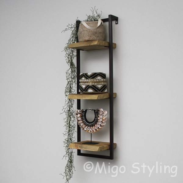 Wandrek industrieel 3 legplanken mango