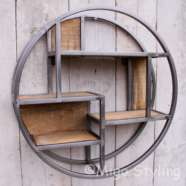 Wandrek Rond industrieel metaal Dia 60 cm